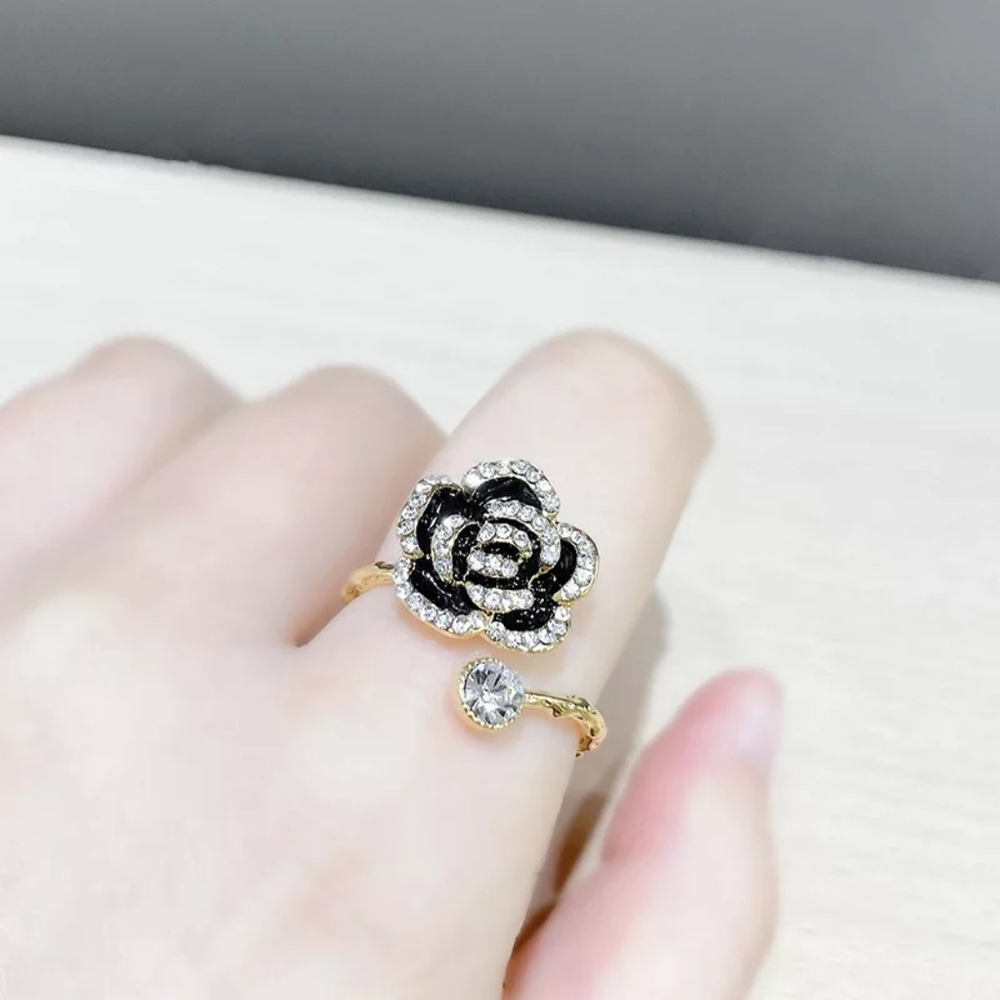 !NEW Gold Onyx Ring | Micropave Open Size Band Ring - Picture 12 of 16